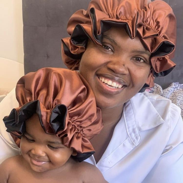 Mommy and Me Silk Hair Bonnet Reversible Soft Satin Sleeping Cap Sleeping Designer logo Custom Bonnets