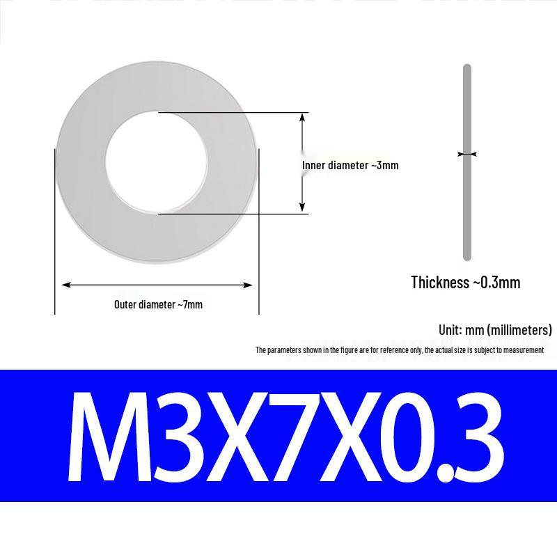 304 Stainless Steel Ultra-Thin Flat Washer, Thickness: 0.1/0.2/0.3/0.4/0.5 Mm, Sizes M1-M8