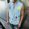 INCERUN Mens Casual Sleeveless Shirt Lapel Collar Button Down Funny Cartoon Graffiti Print Holiday Tank Tops