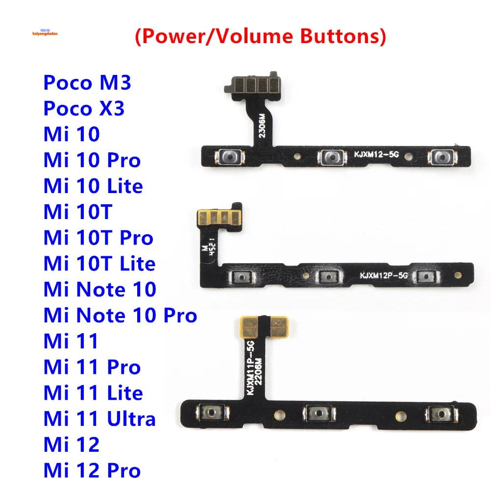 Side Button Switch Volume Key Power On Off Flex Cable Parts For Xiaomi Mi 12 10 10T 11 Lite Pro Ultra Note Poco M3 X3