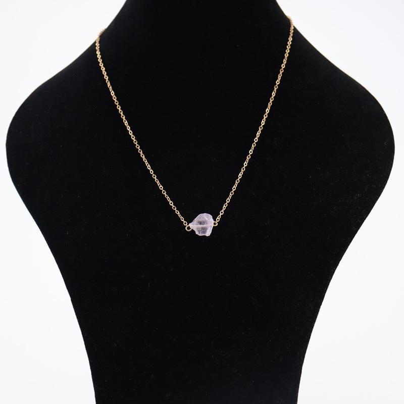 

Natural Stone Crystal Ore Pendant, Necklace Neck Chain Pendant Necklace N136 розовый кварц