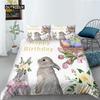 Kreslené zvířátko Happy Birthday King Queen Povlečení na přikrývku Roztomilý Lví povlečení Dětské Chlapci Dívčí Slon 2/3ks Polyester Povlak na přikrývku