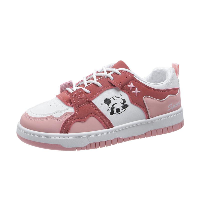 Girls Pink Panda Board Shoes Children Spring Ins Tide Little White Shoes Platform-soled Versatile Student Single Shoes