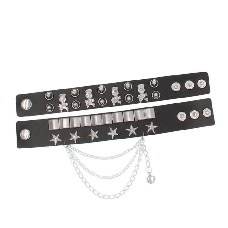 2Piece Skulls Star Multilayered Wristband Hip Hop Streetwear Fans Y2K Bracelet