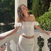 One-word Collar Sling French Ruffled Breasted Waist Slimming Vest