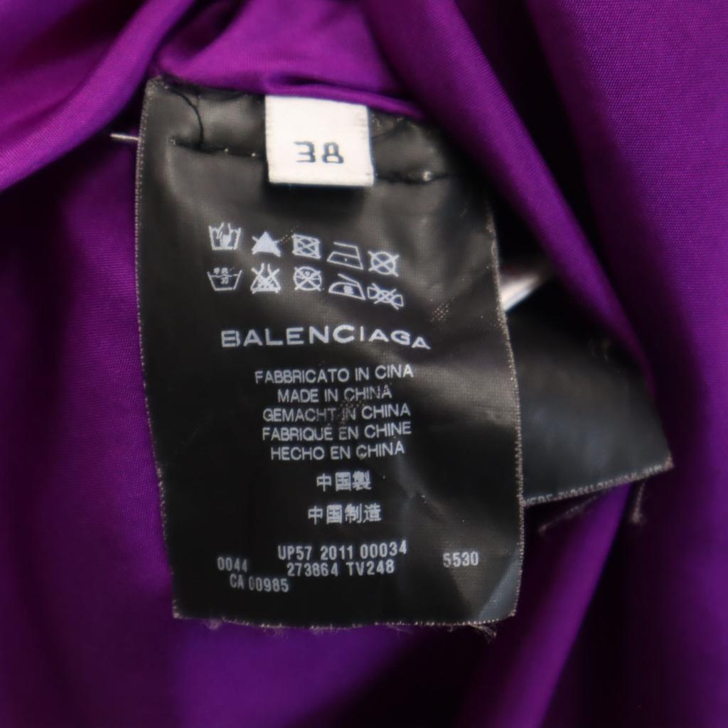 BALENCIAGA.SILK Short sleeve V neck one piece 38 purple French sleeve Women Used