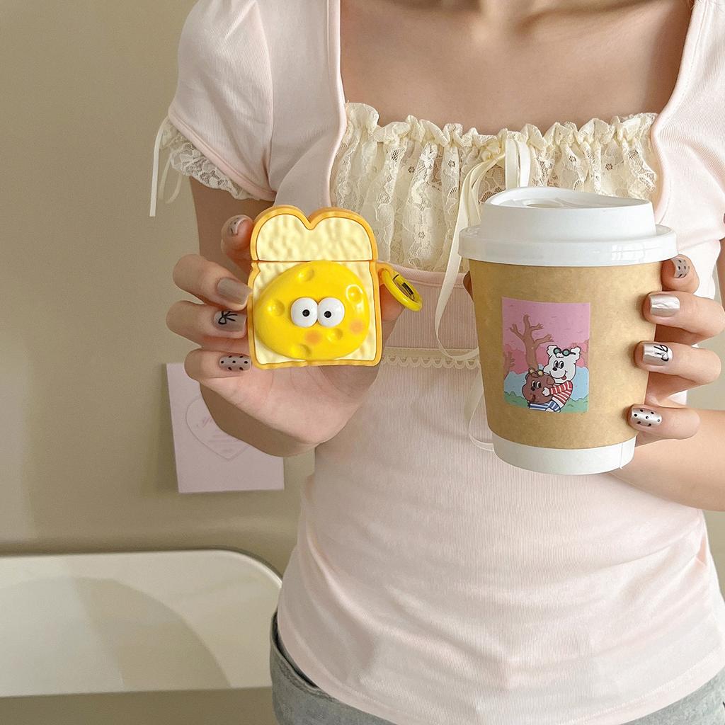 Cute cheese toast AirPods pro apple bluetooth headset case 1/1 generation cartoon case is suitable