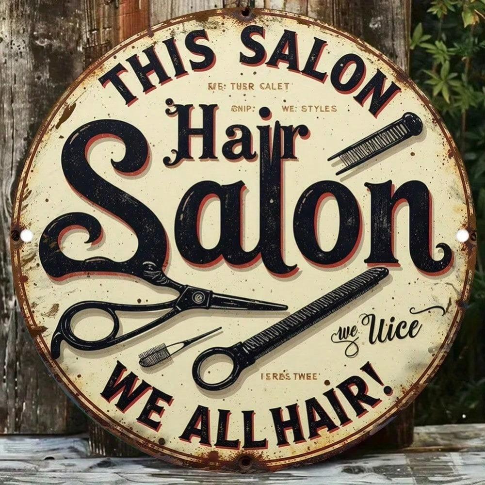 Retro Beauty Salon Metal Wall Sign 8x8 Inch Rustic Iron Art Decor For Home Office Bar Entryway