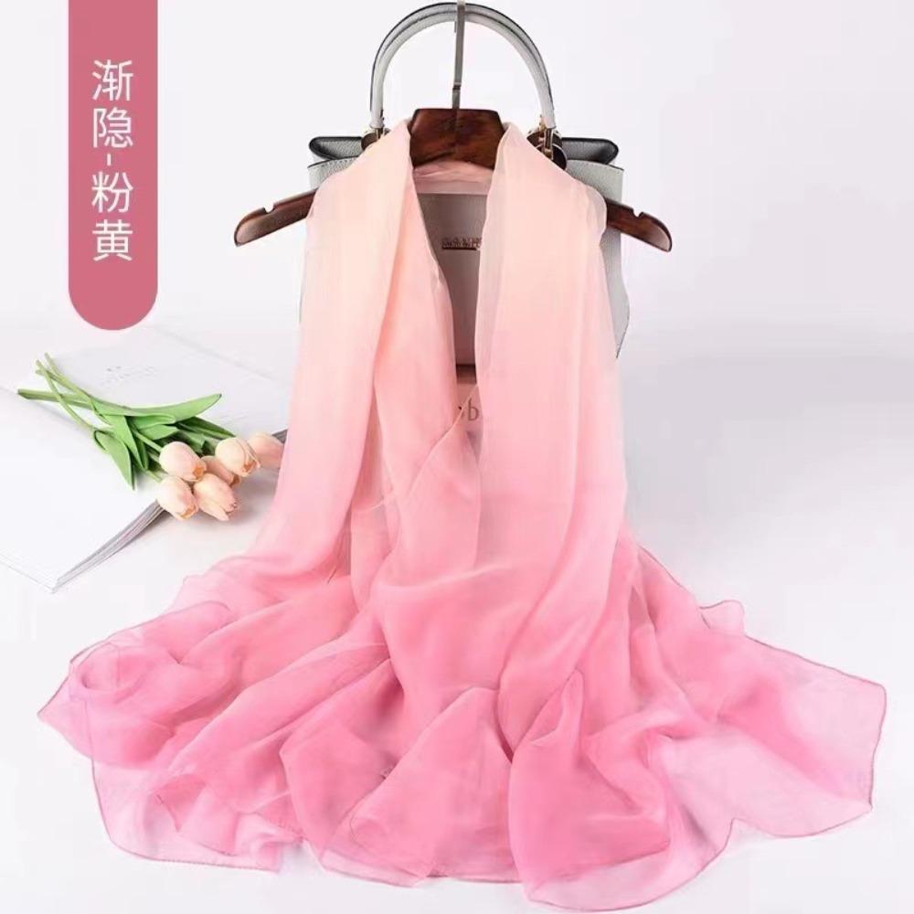 Spring and Autumn Shawl Women's Sunscreen Scarf White with Long Soft Gauze Summer Seaside Large Beach Scarf Travel Silk Scarf