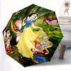 1pc Snow White and Seven Dwarfs Auto Open Close Umbrella, Portable 3-Fold Design with 8-Bone Iron Frame, Outdoor, for Fans, Travelers, Daily