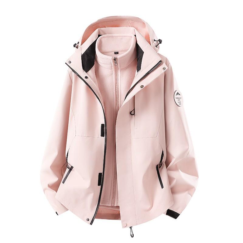 Men Women 3-in-1 Waterproof Windproof Hiking Jacket With Removable Down Liner Outdoor Trekking Camping Winter