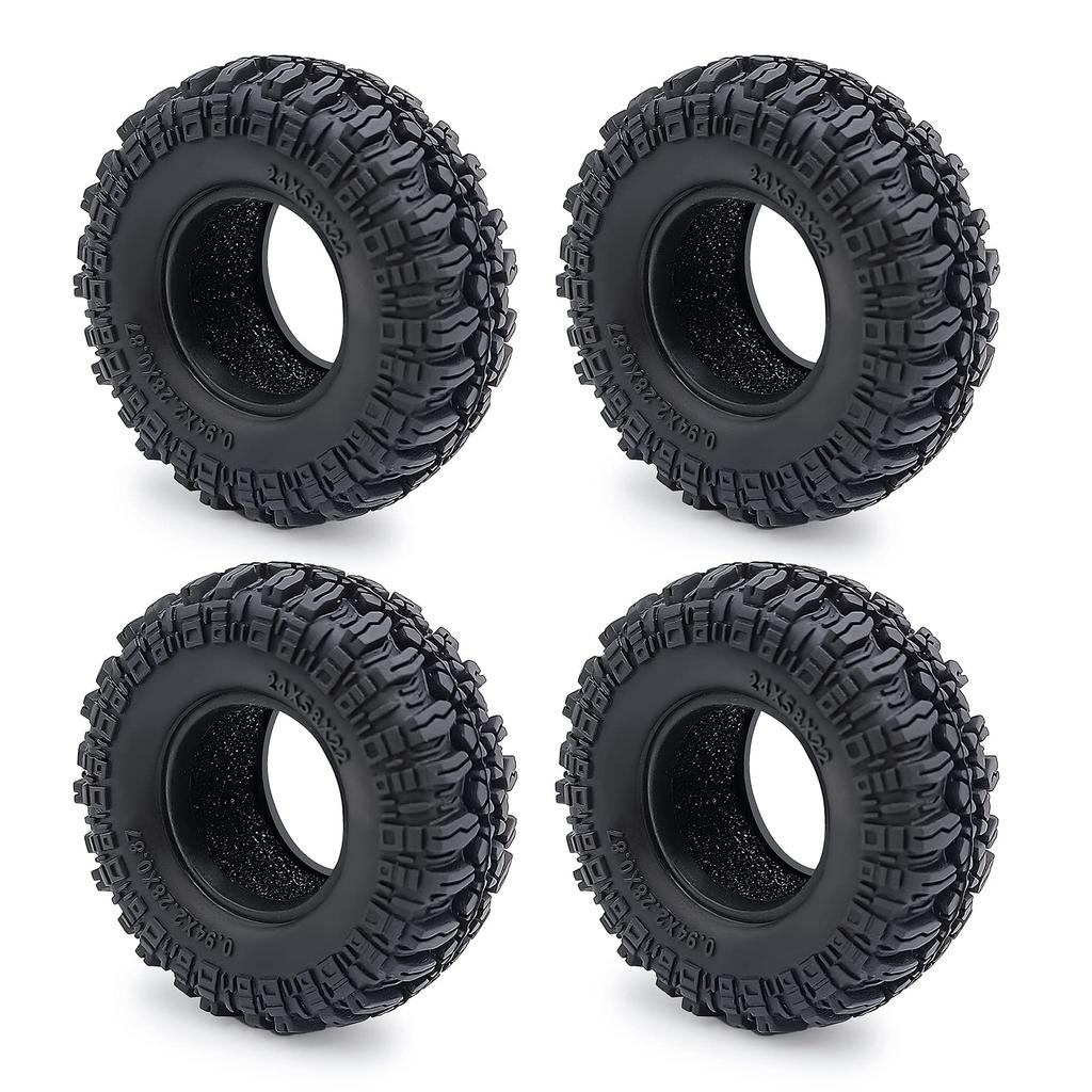 4pcs 1.0 58mm Rubber Wheel Tires with Foam Inserts (#1A) for TRZX 1/18 Traxxas TRX4M RC Crawler Car