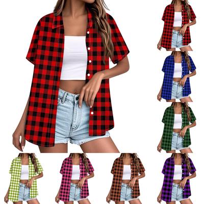 Women's Casual Loose Fit Short Sleeve Button Down Shirt with Collar Lightweight Summer Top for Outdoor Indoor Wear