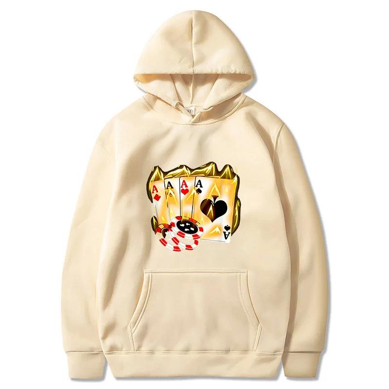 

2025 Autumn New Men s Poker Ace Pattern Hoodie - Black Casual Hooded Sport Shirt - Fashion Streetwear - Suitable for Autumn 3XL