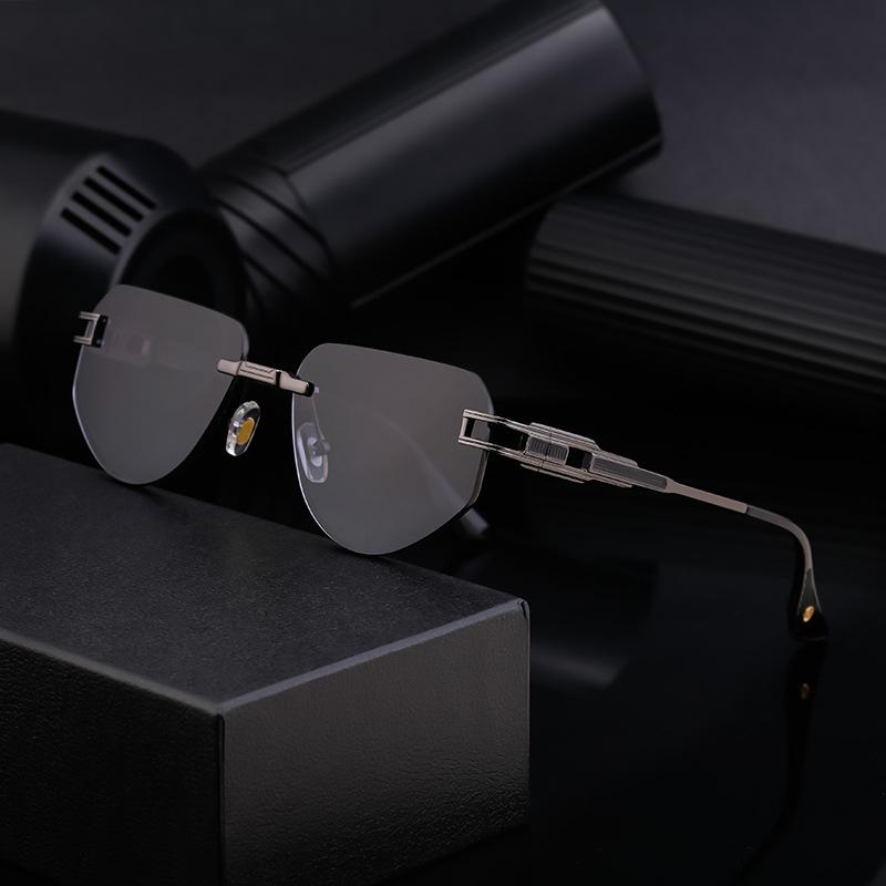 Fashion Brand Oval Women Men Sunglasses Vintage Luxury Design Rimless Metal Ladies Sunglasses Retro Black Eyewear Shades Uv400