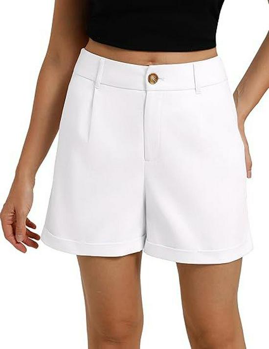2026 Women s High-Waisted Casual Shorts - European & American Style, Solid Color, Versatile, Straight Leg. 2XL белый