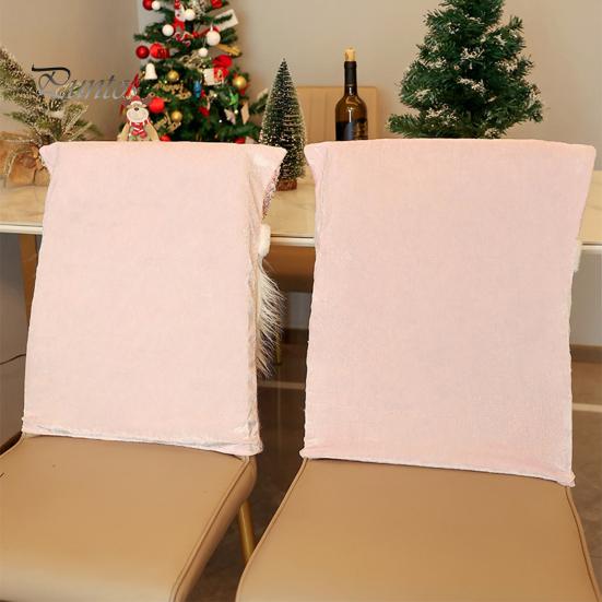 Christmas Chair Cover Santa Snowman Reindeer Chair Back Cover Pink Sequined Chair Slipcover for Dining Room Kitchen Hotel Party Decor