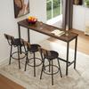 Long Bar Table with 3 Padded PU Bar Stools, Industrial Bar Table for the Kitchen, Breakfast Room, Living Room, Banquet Hall, Rustic Brown and Black