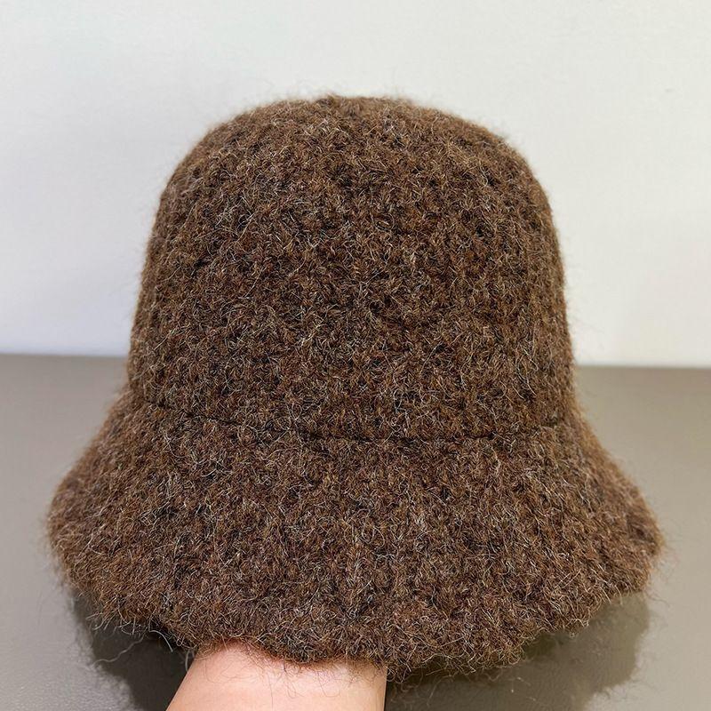 New Wavy Edge Knitted Hat Women's Autumn and Winter Warm Bucket Hat Bucket Hat