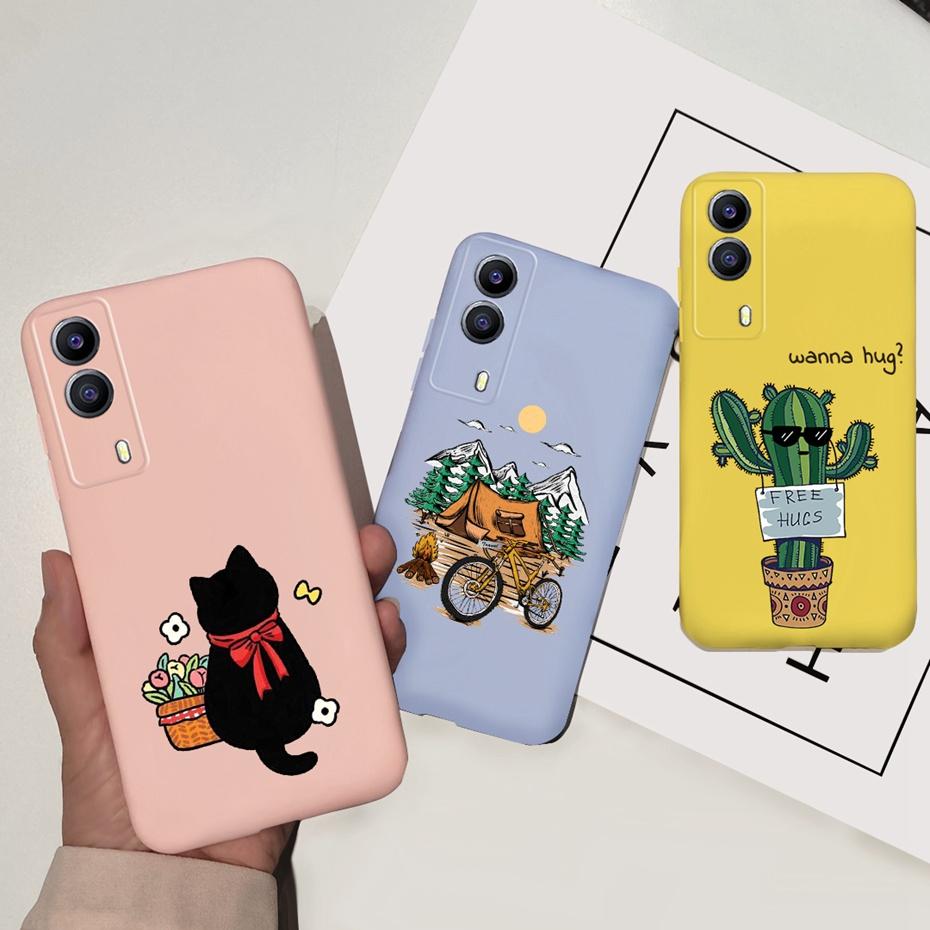 For Vivo Y53S 5G Case Vivo Y72 5G V2041 Phone Cover Silicone Cactus Soft Funda For Vivo Y52 Y 53s Y72 5G Sunflower TPU Bumper