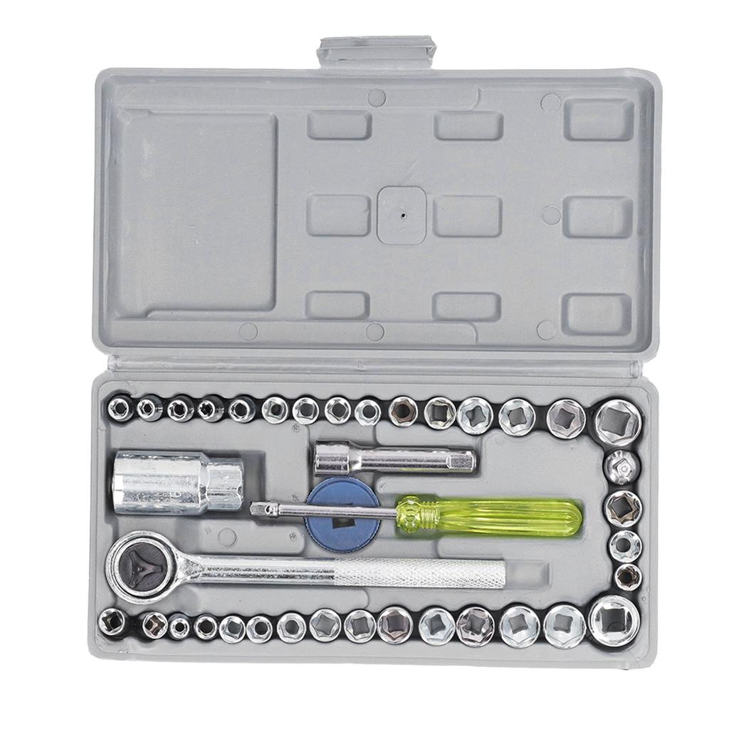 40Pcs Ratchet Wrench Socket Wrench Steel Screwdriver Tool Set Kit for Repair Maintenance