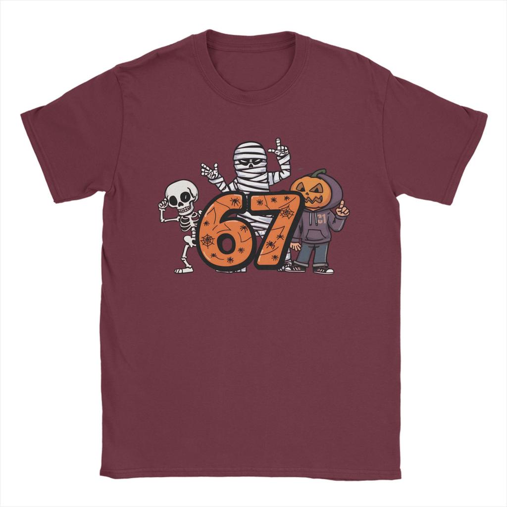 Humor Haunted by 6-7 T-Shirt for Men Round Neck 100% Cotton T Shirts Halloween 2025 Short Sleeve Tee Shirt Graphic Tops