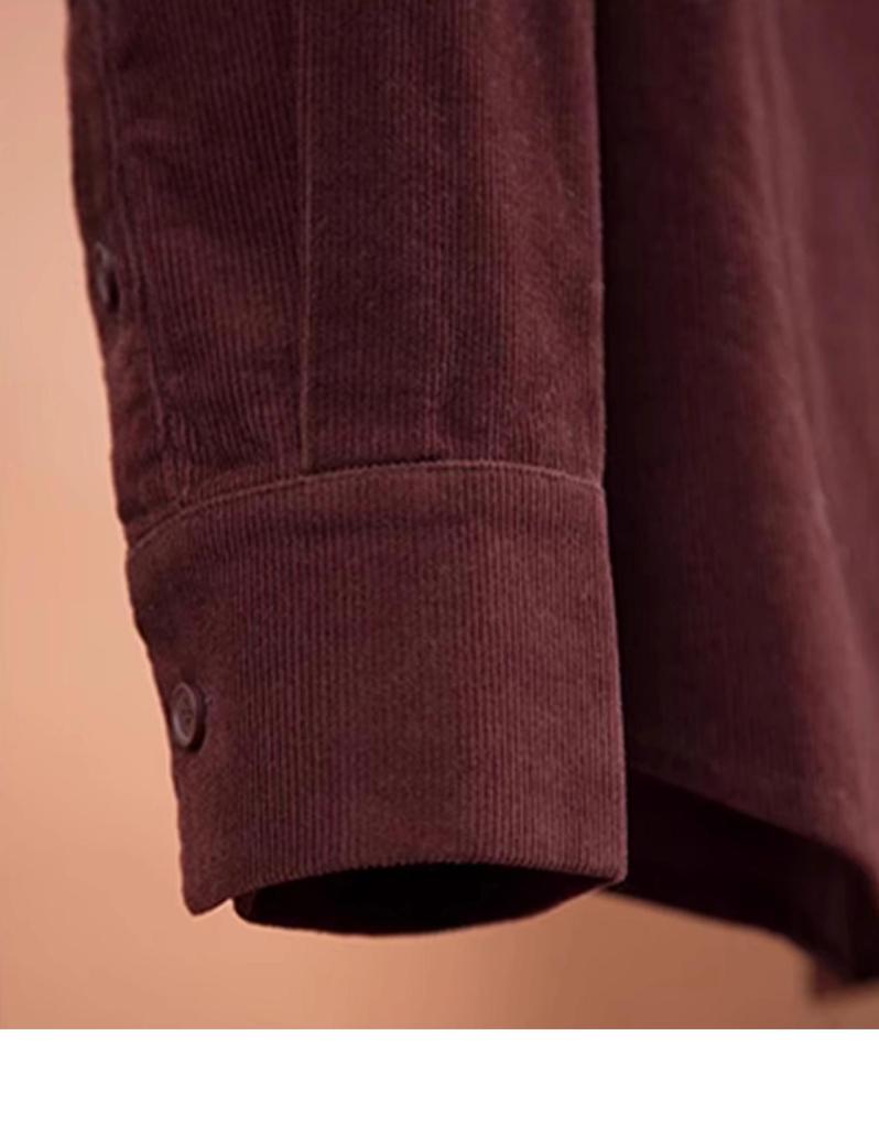 Women's High-Grade Corduroy Polo Shirt – Loose Fit, Purple, Korean Style for Spring & Autumn