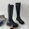 Dámské vysoké boty nové podzimní a zimní retro boty v britském stylu, vysoké boty ale jezdecké boty ke kolenům