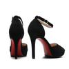 Women 10cm High Heels 2cm Platform Suede Sandals Lady Fetish Stilettos Nightclub Red  Bottom Prom Catwalk  Pumps Black Shoes