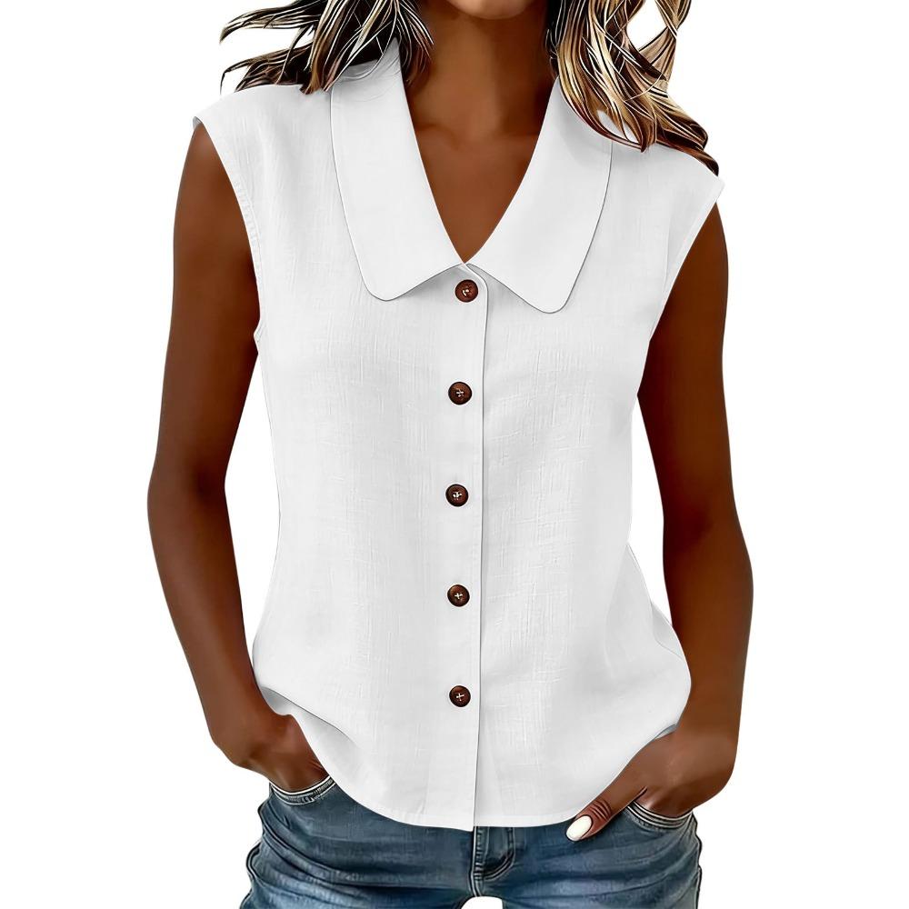 Women Elegant Commuter Sleeveless Button Cardigan Top, Fashion Blouse for Summer
