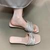 Fashion The New Fashionable One-shoulder Slippers for Women To Wear In Summer In 2025 Are Low-heeled and Open-toe Flip-flops