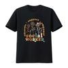 Social Worker T Shirt Funny Work Month Black Large Vintage Washed Top For Everyday Wear Graphic Fashion Versatile Homme