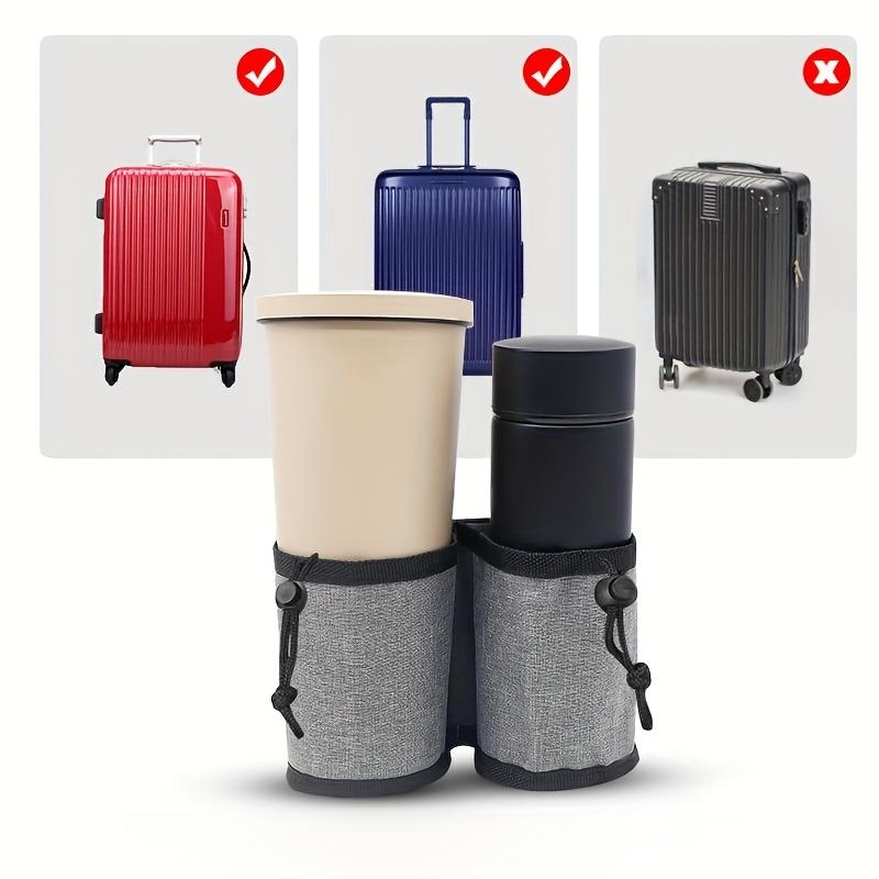 1pc Adjustable Suitcase Cup Holder, Portable Travel Accessory, Durable Fabric, Reusable Drink Caddy For Luggage Handle