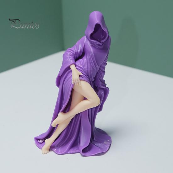 Soft Furnishing Accessory Purple Robe Girl Ornament, Gothic Halloween Style Sculpture, Durable Decor Figurine PLA Unique Collectible Figurine,