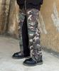 Keullako Wide Color Block Cotton Zipper Pants (Camo)