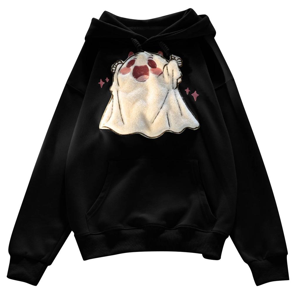 Ladies Fashion Casual Long Sleeve Round Neck Hoodie Pullover Top With  Pockets