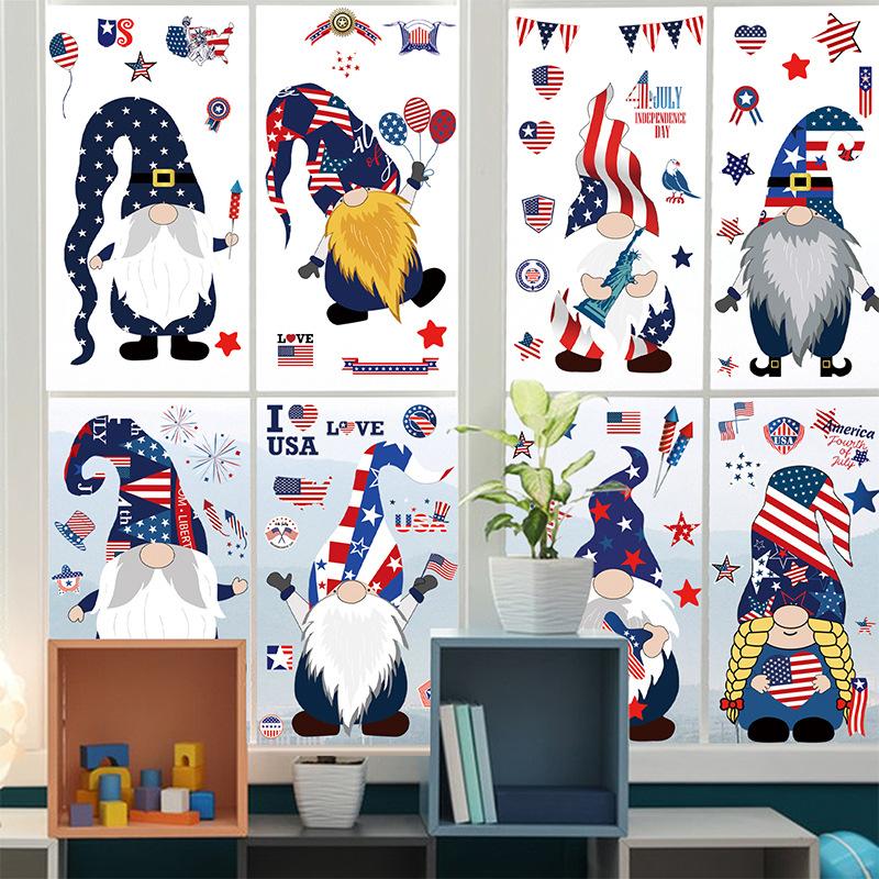 American Independence Day Dwarf Window Glass Door Electrostatic Sticker