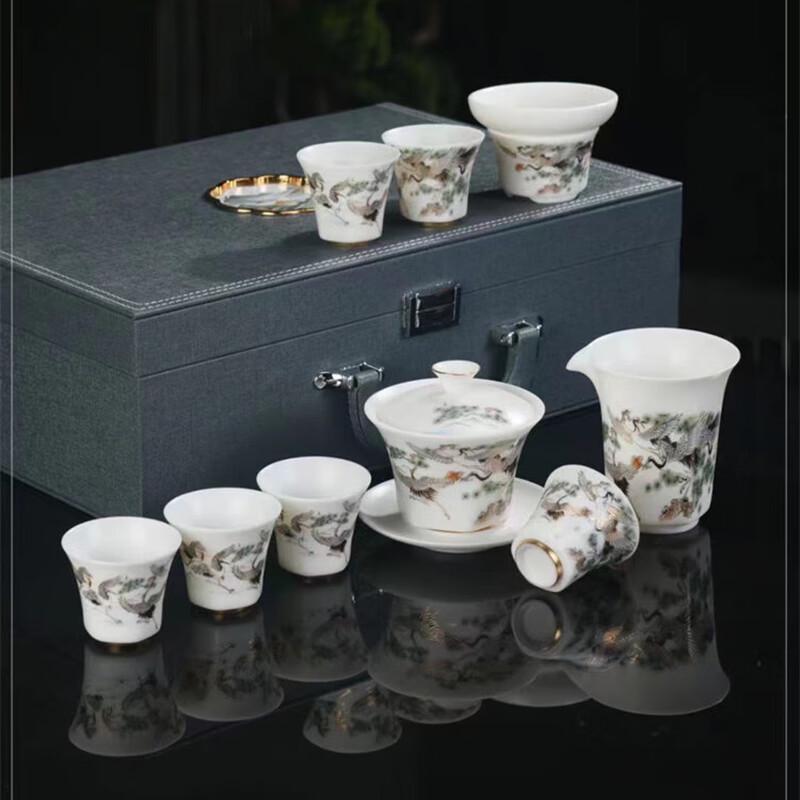 Sheep Fat Jade Ceramic Kung Fu Tea Set