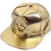 White Fang Leather Cap with Skull and Rhinestone Casual Style for Men and CZ209 Design, Women, (Gold)