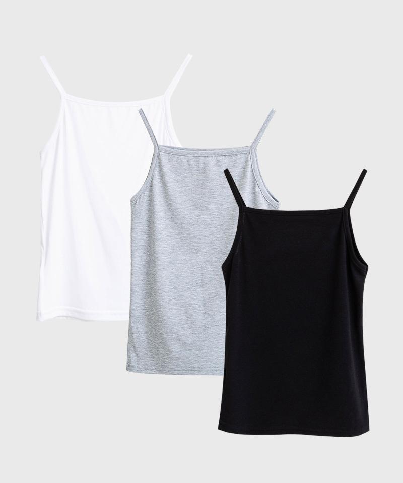 A Cover [Set] Square Neck Long Sleeveless 5 Colors White/Free