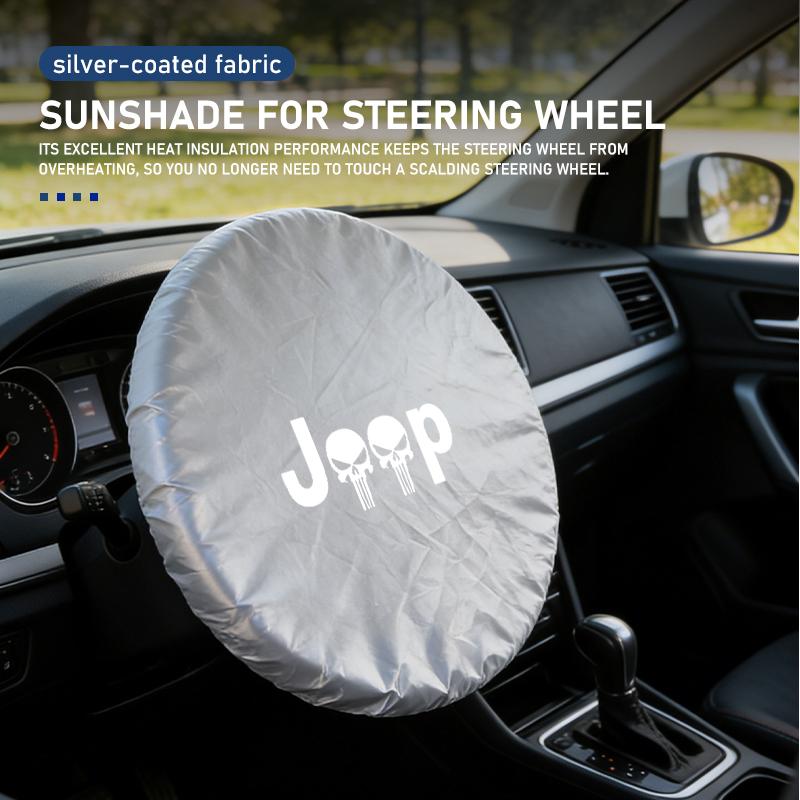 Car Steering Wheel Sunshade Silver Coated Cloth Insulation Protector Accessories For ghj1 Compass Renegade Cherokee Wrangler JK 1ghj