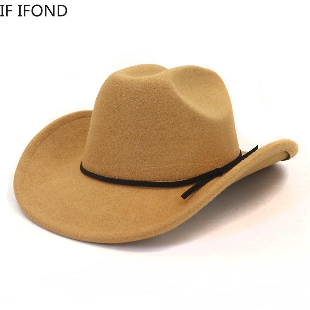 Winter Herbst Western Cowboy Hut Für Frauen Männer 8CM Birm Gentleman Jazz Caps Cowgirl Kirche Hüte sombreros de vaquero