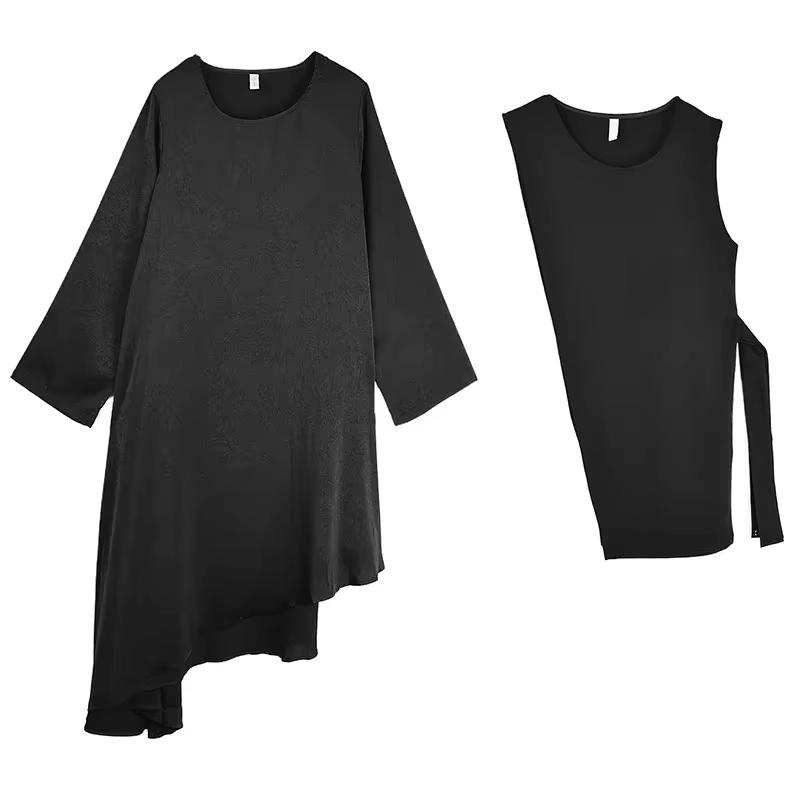 

XITAO новый стиль модное платье из двух частей LJ1080 One Size чёрный