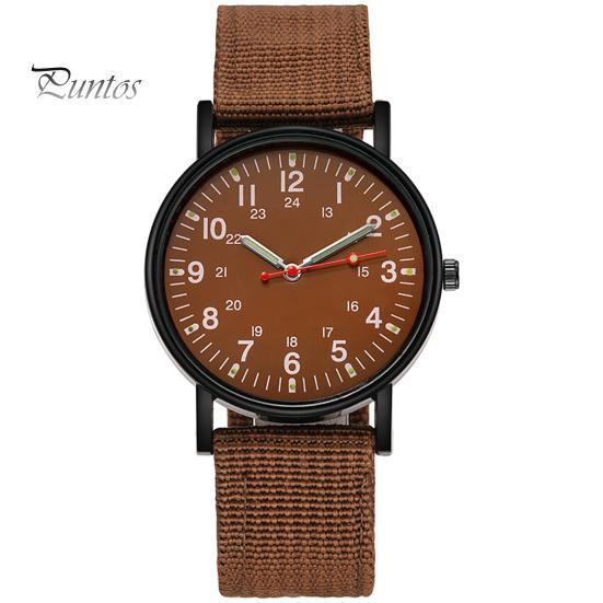 Men Watch Quartz Accurate Soft Wristband Nylon Braided Luminous Sports Wrist for Daily Wear