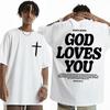 2025 Living Proof of A Loving God Letters Print T Shirts Women's Inspirational Christian Apparel T Shirt Men Oversized T-shirt