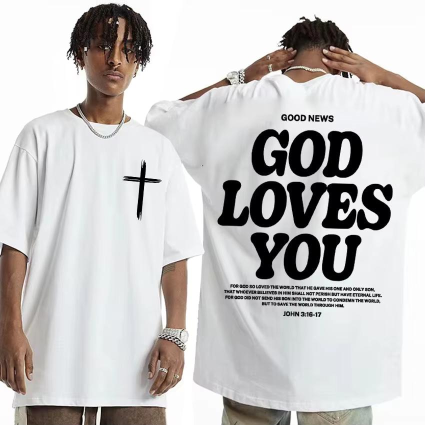 2025 Living Proof of A Loving God Letters Print T Shirts Women's Inspirational Christian Apparel T Shirt Men Oversized T-shirt