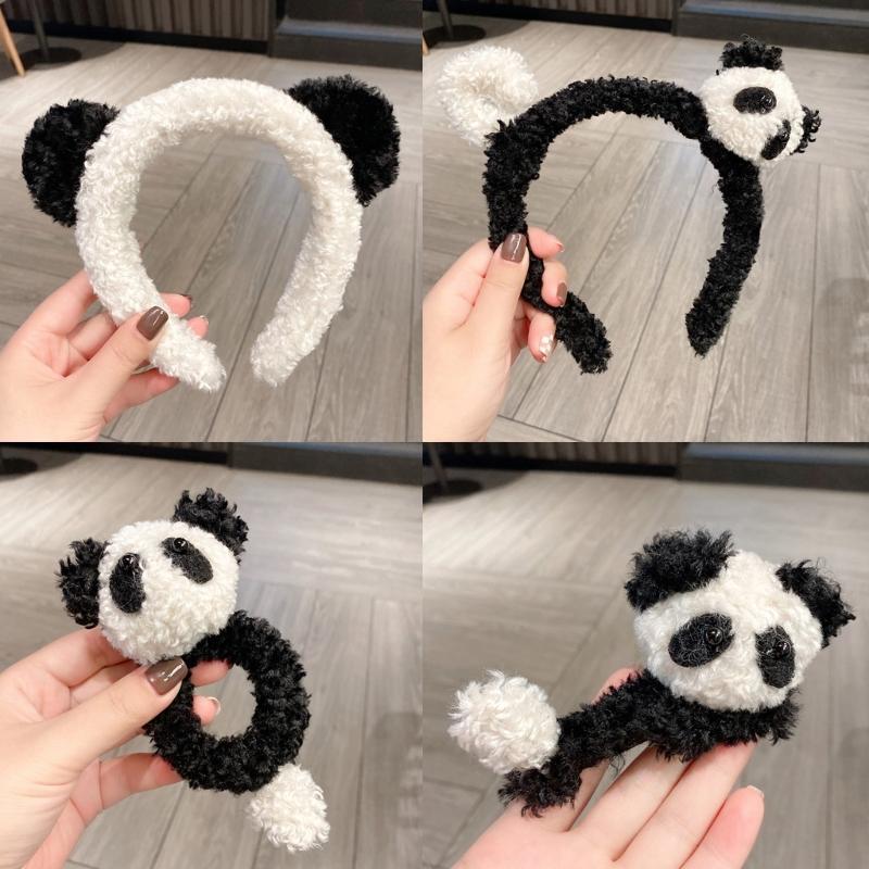 Plüsch-Panda-Form Haarspange/Haargummi/Stirnband Weihnachten Karneval Haargummi für Damen Teenager beim Fotografieren Rutschfest