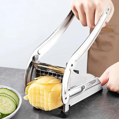 Patates Kızartması Kesici Çok Fonksiyonlu Sebze Meyve Doğrayıcı 2 Paslanmaz Çelik Bıçaklı Patates Kızartması Cips Yapıcı Patates Dilimleyici