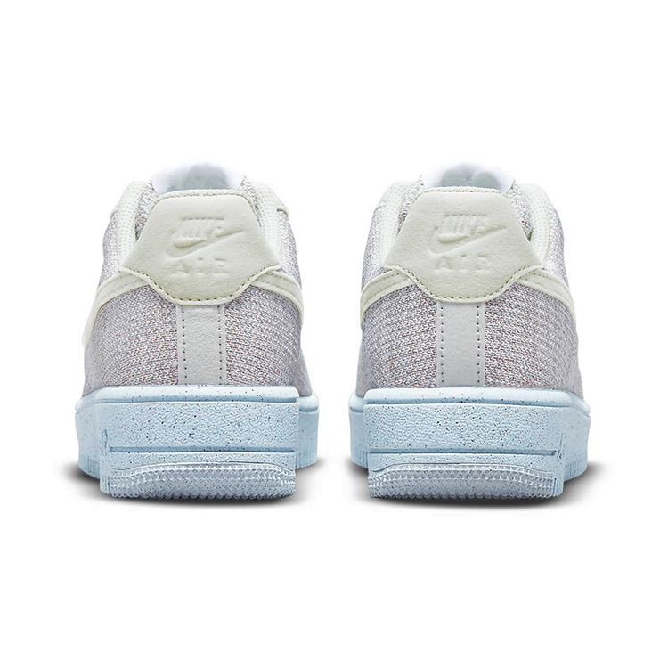 Nike Air Force 1 Crater Flyknit GS White Chambray Blue Kids Sneakers Cream Volt Black DH3375-101