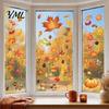 Nature Theme Window Art 5Pcs Autumn Maple Pumpkin Static Clings, Fall Harvest Stickers, Decorative PVC Glass Stickers Glue-Free Removable Decor